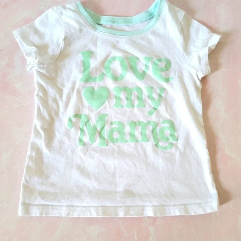 Love my mama mint green shimmer 70s style tee shir